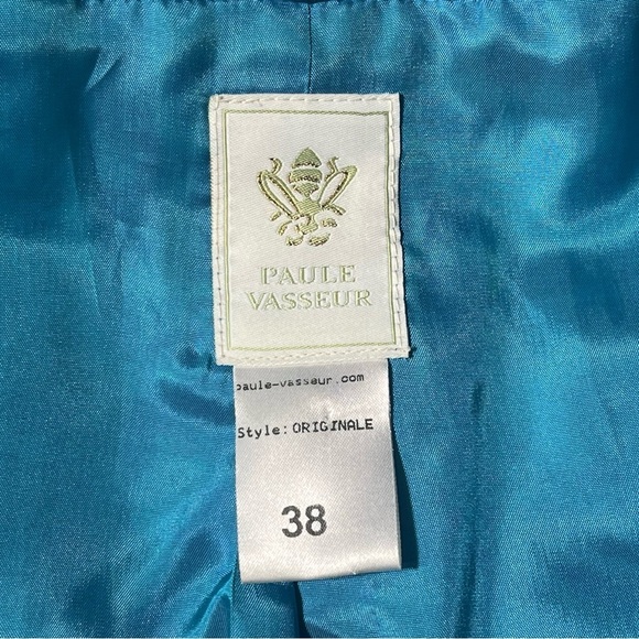 Paule Vasseur Jacket Blazer Women’s Size 38/ US 6 Brocade Floral Blue - Picture 5 of 7